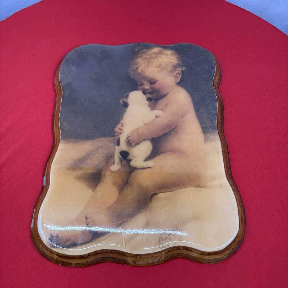 Vtg Wood/Epoxy Scalloped Bessie‎ Pease Gutmann Chums "Tommy's Wishes Come True"